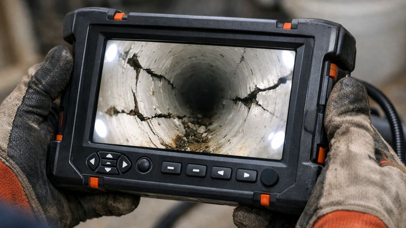 管道內視鏡螢幕顯示管壁裂縫