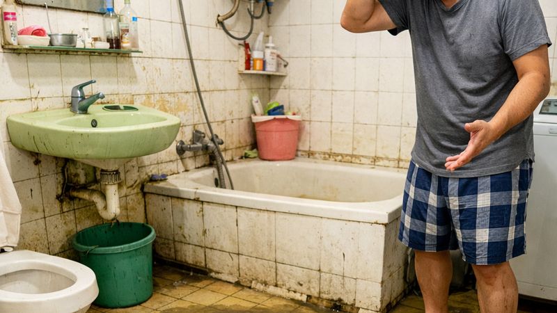 老舊公寓排水管堵塞溢水